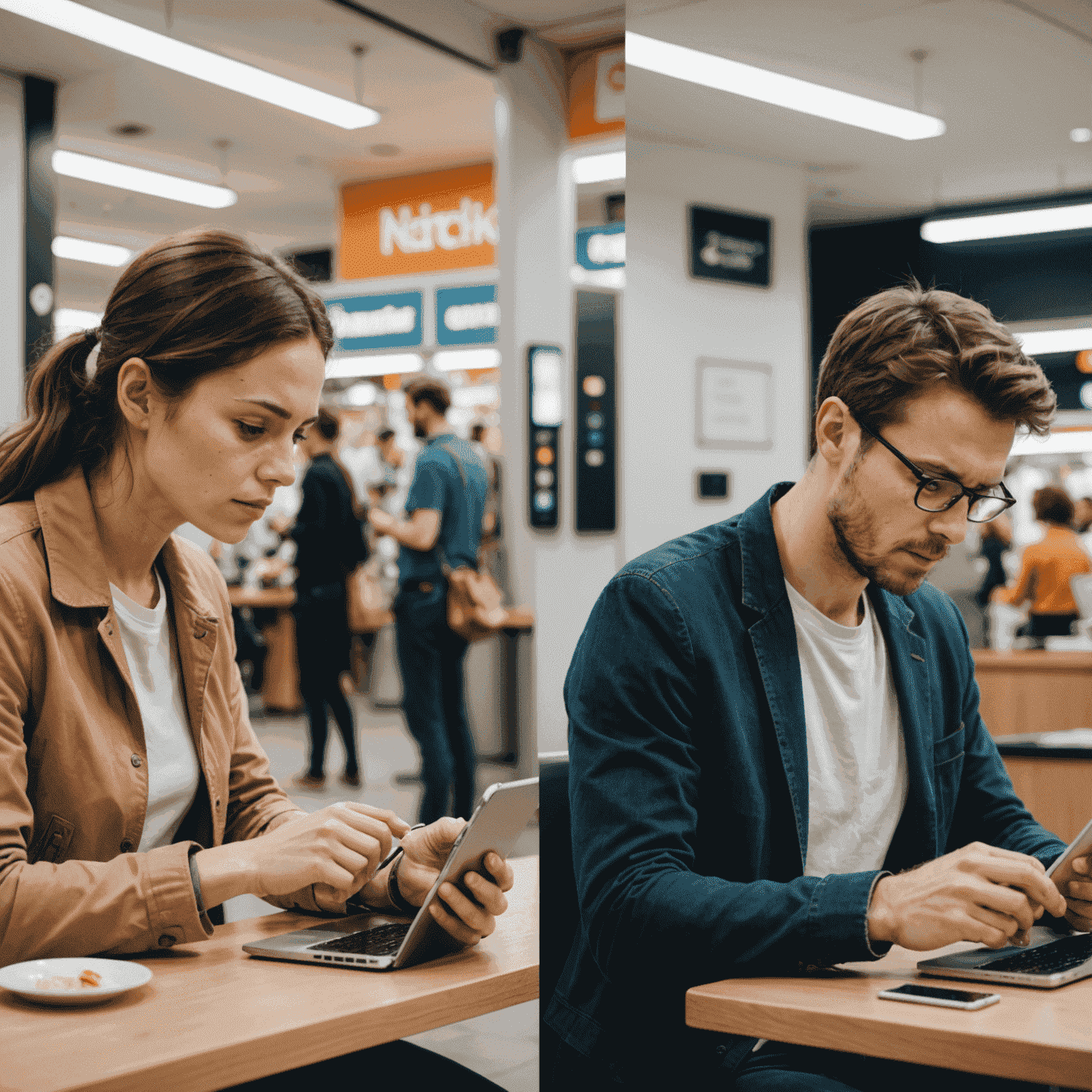 A split image showing a person easily using a simple device versus struggling with a complex one, illustrating the psychological impact of convenience